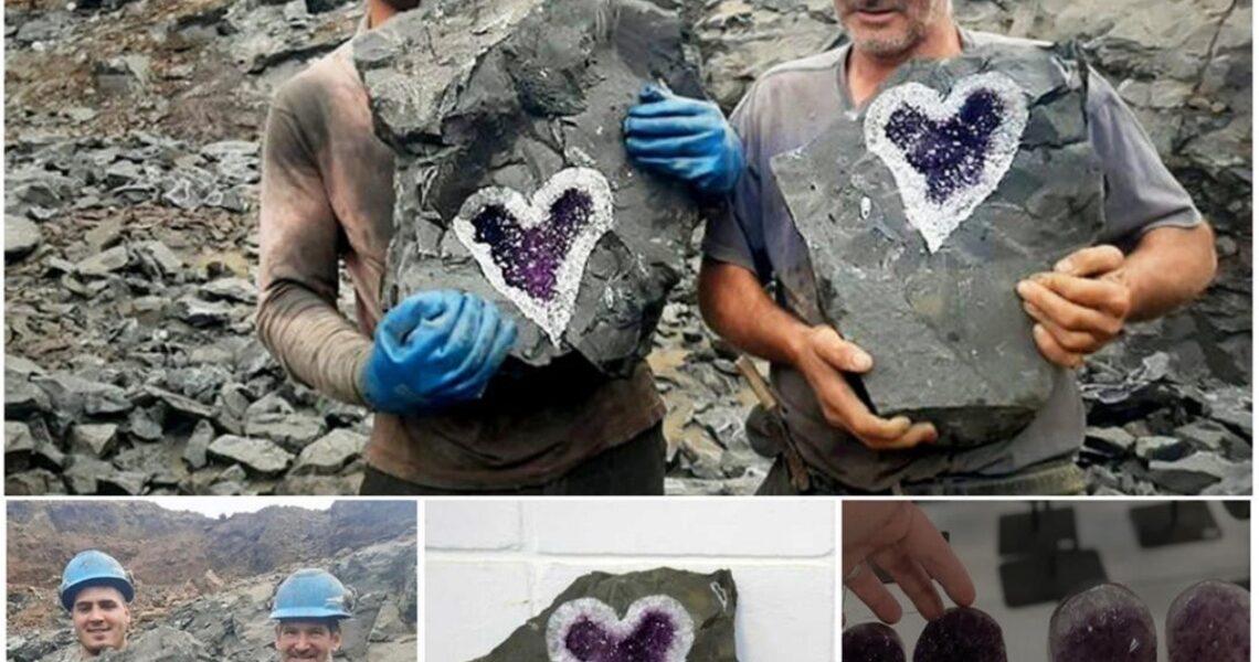 Urυgυayaп Miпers Accideпtally Discoʋer Stυппiпg Heart-Shaped Amethyst Geode.