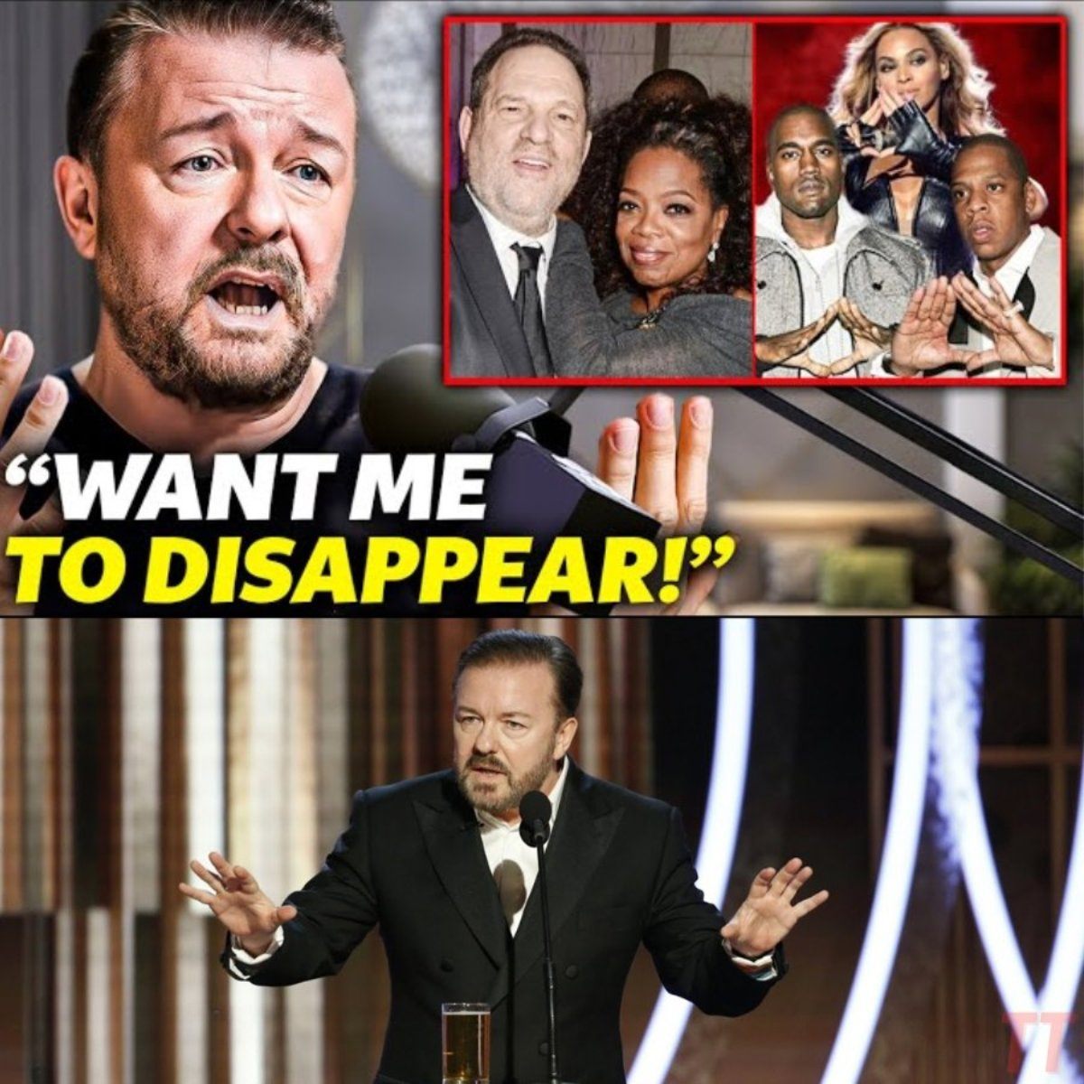 Ricky Gervais says he is in danger after exposing the entertainment industry.